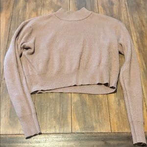 Cropped Ribbed Sweater in Taupe